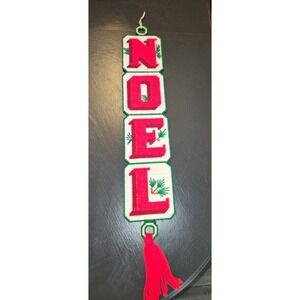 Vintage Cross-stitch NOEL Wall Hanging Hand Crafted Christmas Banner Retro